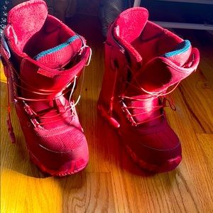 Burton red snowboard boots